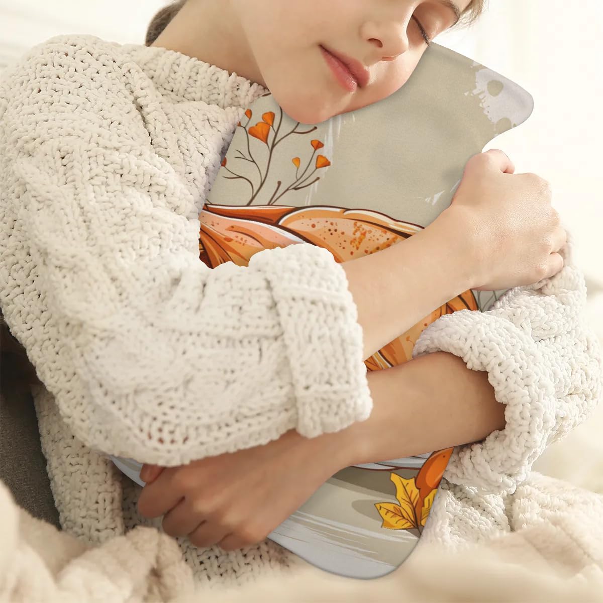 Hot Water Bottle with Soft Cover,2L Fantastic Pumpkin Hot Water Bag for Hot and Cold Compress, Hand Feet Warmer, Mystical Pumpkin Rubber Hot or Cold Water Bottle Halloween Christmas Decorations