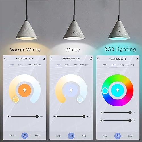 Miniatura 2 de Tuya - Bombilla inteligente GU10, WiFi (2.4 G), bombillas LED regulables de 300 lúmenes, cambio de color y blanco ajustable (2700 K-6500 K),