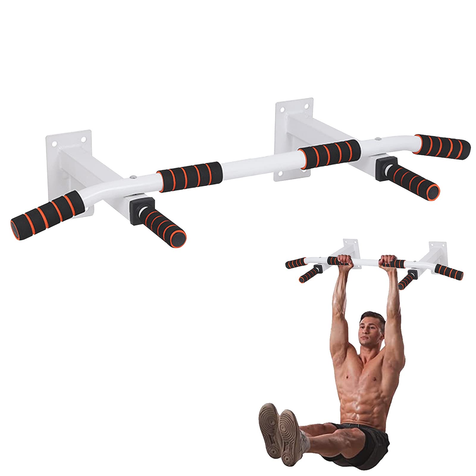 Beauenty Wall-Mounted Pull Up Bar, Wall Mount Multifunctional Punching Bag Holder, for Home Gym Workout Strength Training Equipment, Support to 200kg