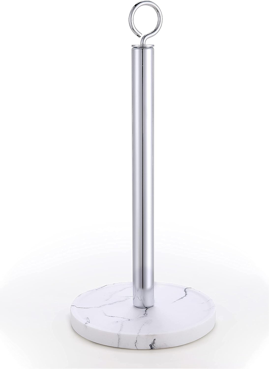 SunnyPoint Heavy Weighted Sturdy Paper Towel Holder Stand Dispenser with Faux Marble Base Fits Standard and Jumbo Sized Paper Towel