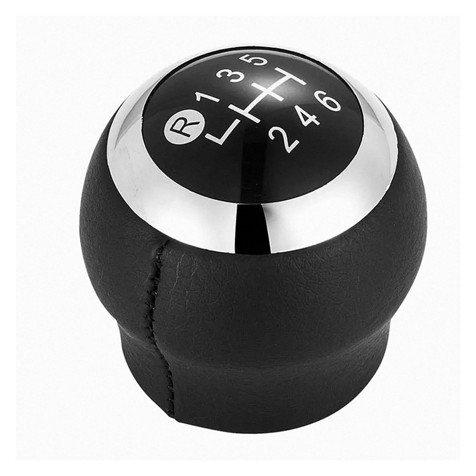 Htvtkrfgrl Black 6 Speed Knob Only Gear Shifter Knob Manual 5-Speed / 6-Speed For Toyota For Corolla For Rav4 Avensis For Yaris Verso Auris Aygo Leather Black/Silver Stylish Shift Lever 1 Gear Head