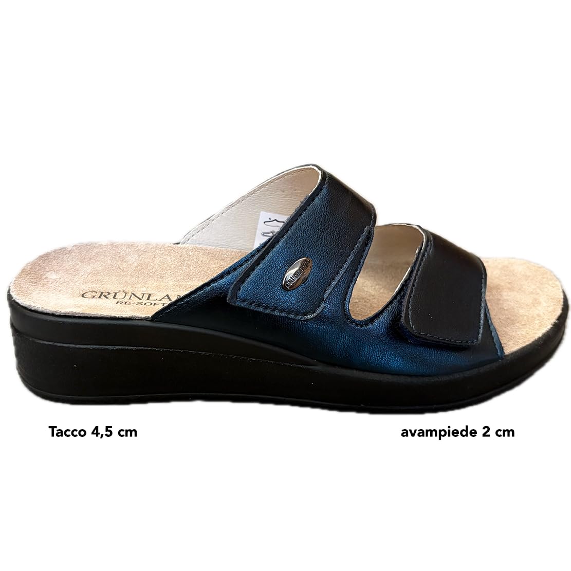 GRUNLAND ciabatte donna Comfort ecopelle FRESIA strappi con plantare estraibile DRY SOFT