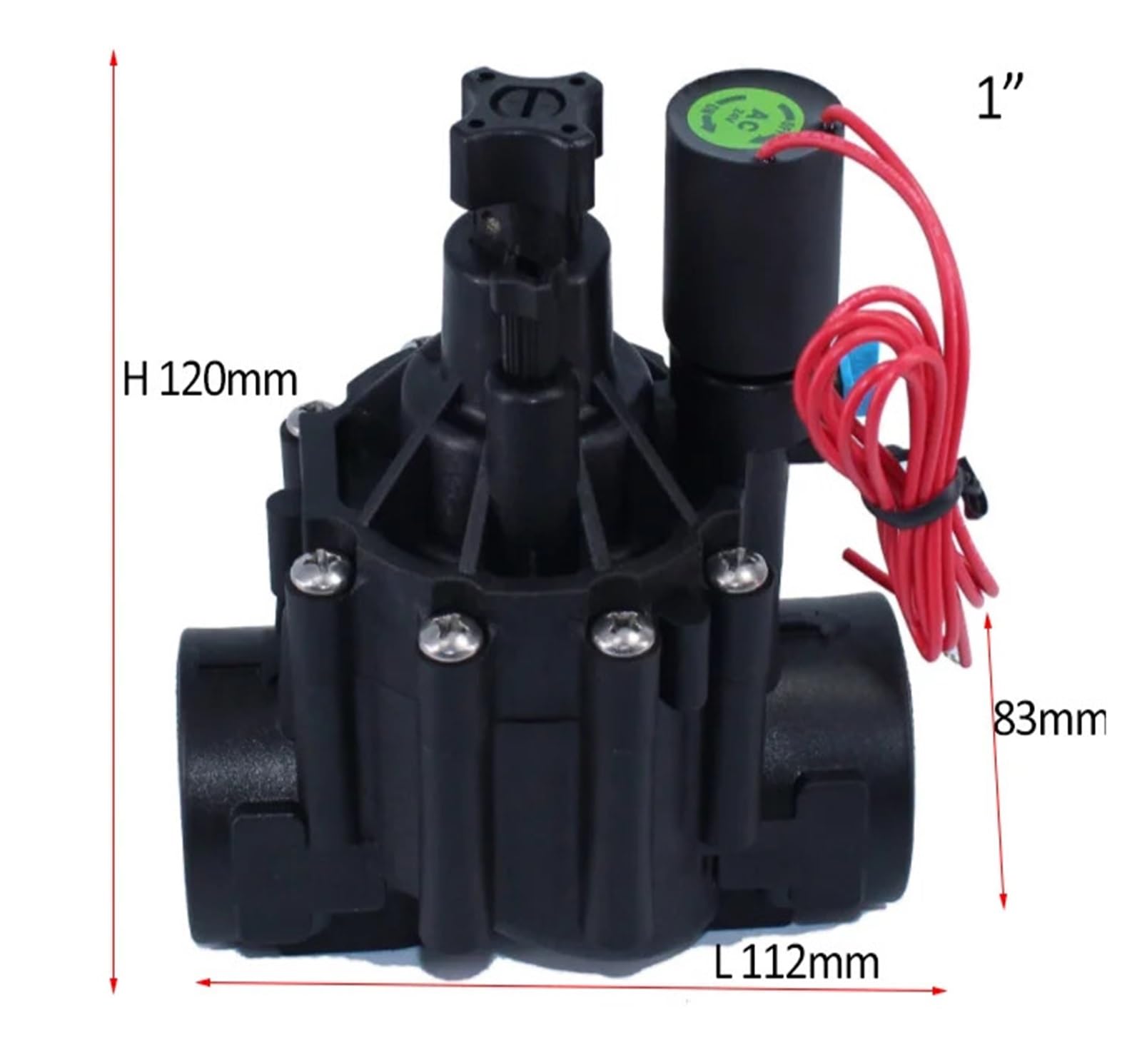 Electroválvula de riego 1'2 vías, 220 V, 12, 24 CC, con Enclavamiento y regulación caudal for agrícola(DC 12V)