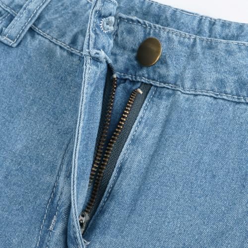 Women Multi Pocket Cargo Jeans Baggy Streetwear Y2k Trousers Flap Pocket Pants Wide Leg Cargo Pants3