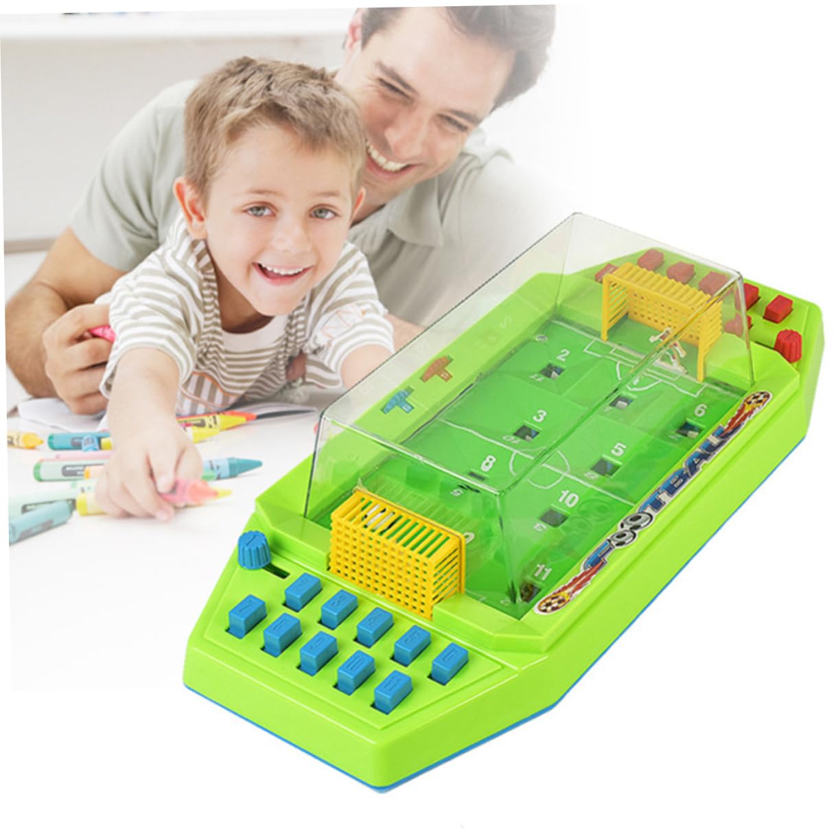 Gioco Calcio da Tavolo Mini da Scrivania Verde in Abs per Ragazzo Ragazza | Doppio Confronto, Formato Compatto, senza Batteria, Gioco Educativo Controllo Mano-occhio