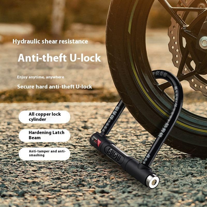 Miniatura 4 de Bloqueo en U antihidráulico para bicicletas eléctricas, motocicletas y bicicletas  Cerradura de seguridad resistente con grillete de 0.551 in