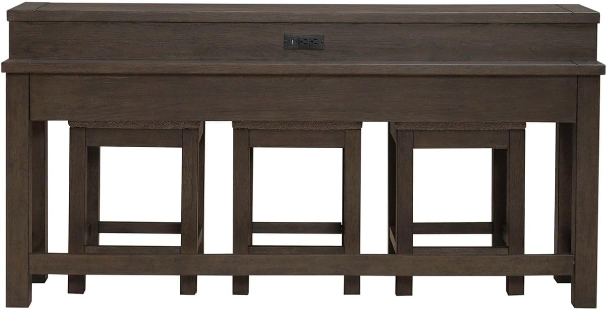 Liberty Furniture Cascade Falls Living Room 4 Piece Set - Console Bar Table, 3 Stools - Satin Espresso