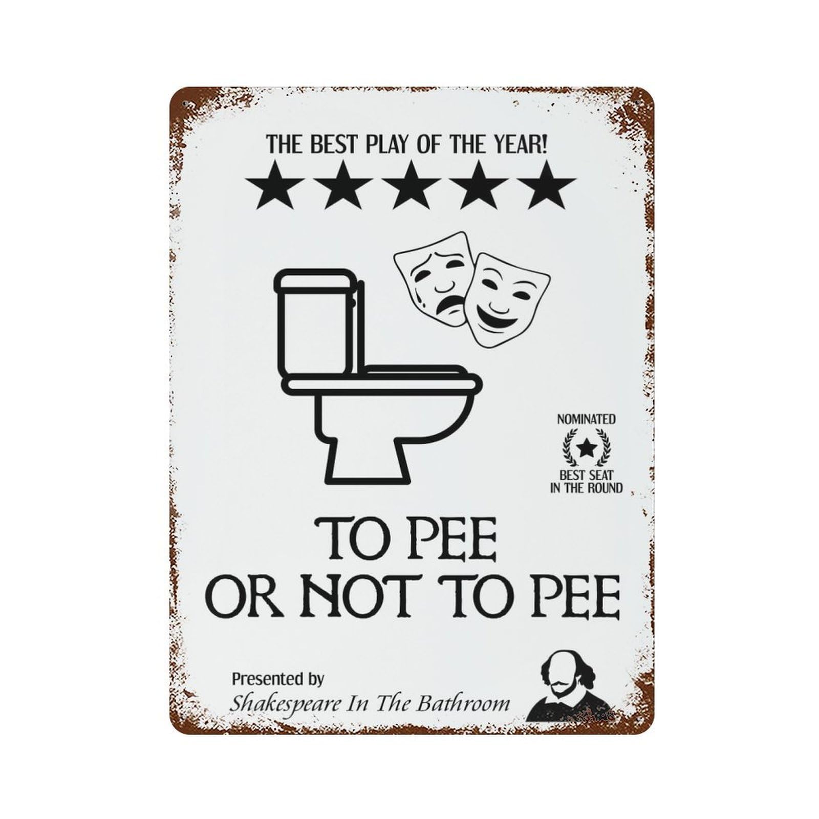 Funny Bathroom Vintage Metal Tin Sign 15.7"x11.8", for Garage, Bar And Workshop Decor, Novelty Wall Decor