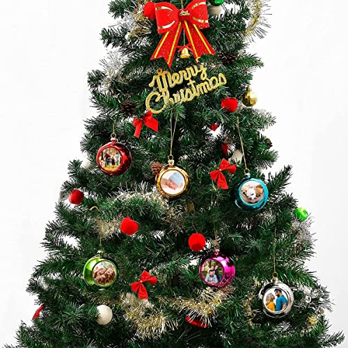6 Pieces Custom Christmas Balls With Photo And Text Decoration Hanging,Personalized Picture Xmas Ornaments Family Christmas Tree Pendant Holiday Ball Wedding Party (Colorful) #TOP1