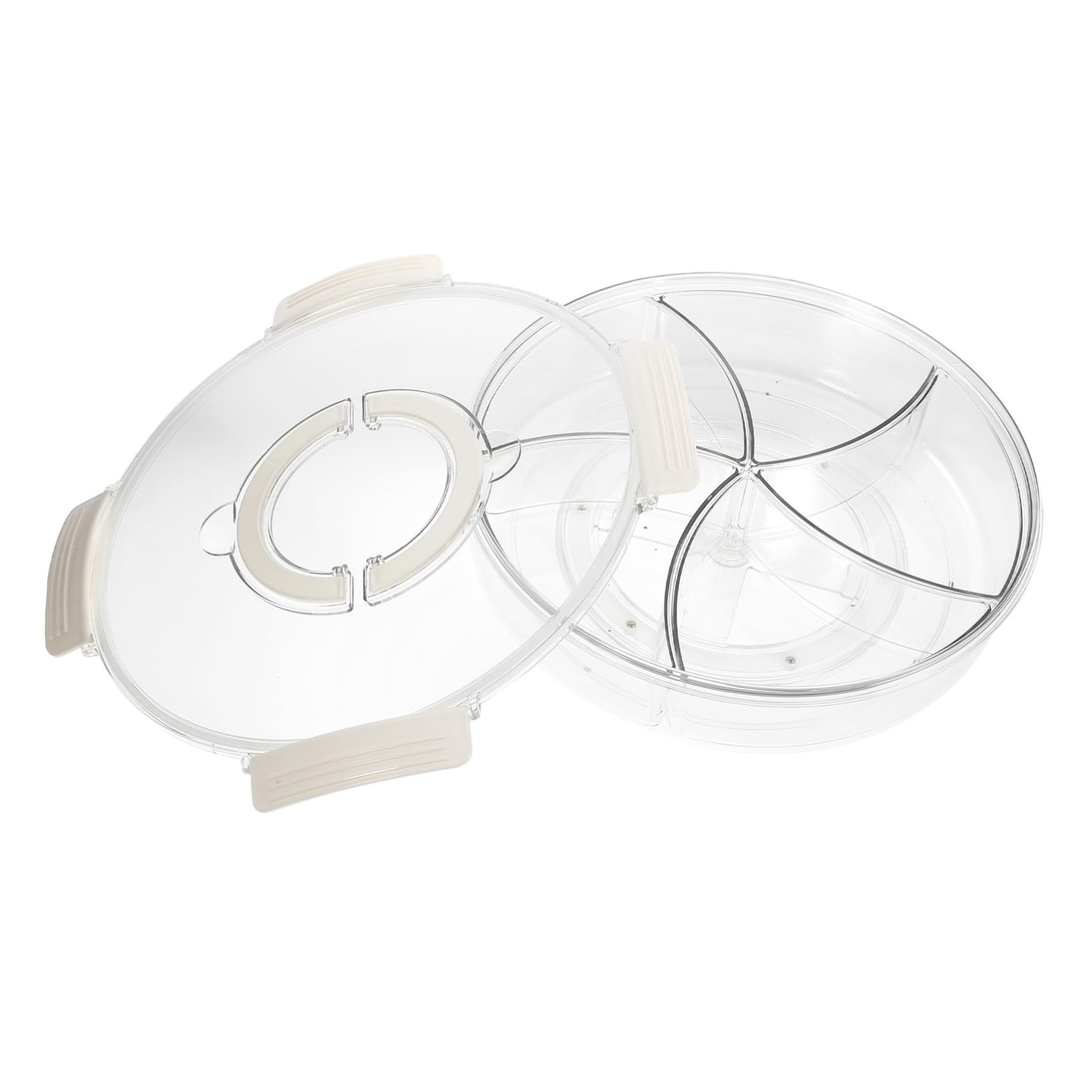 SECFOU Plateau à Goûter Rotatif Couvercle, Compartiments, Plastique Blanc