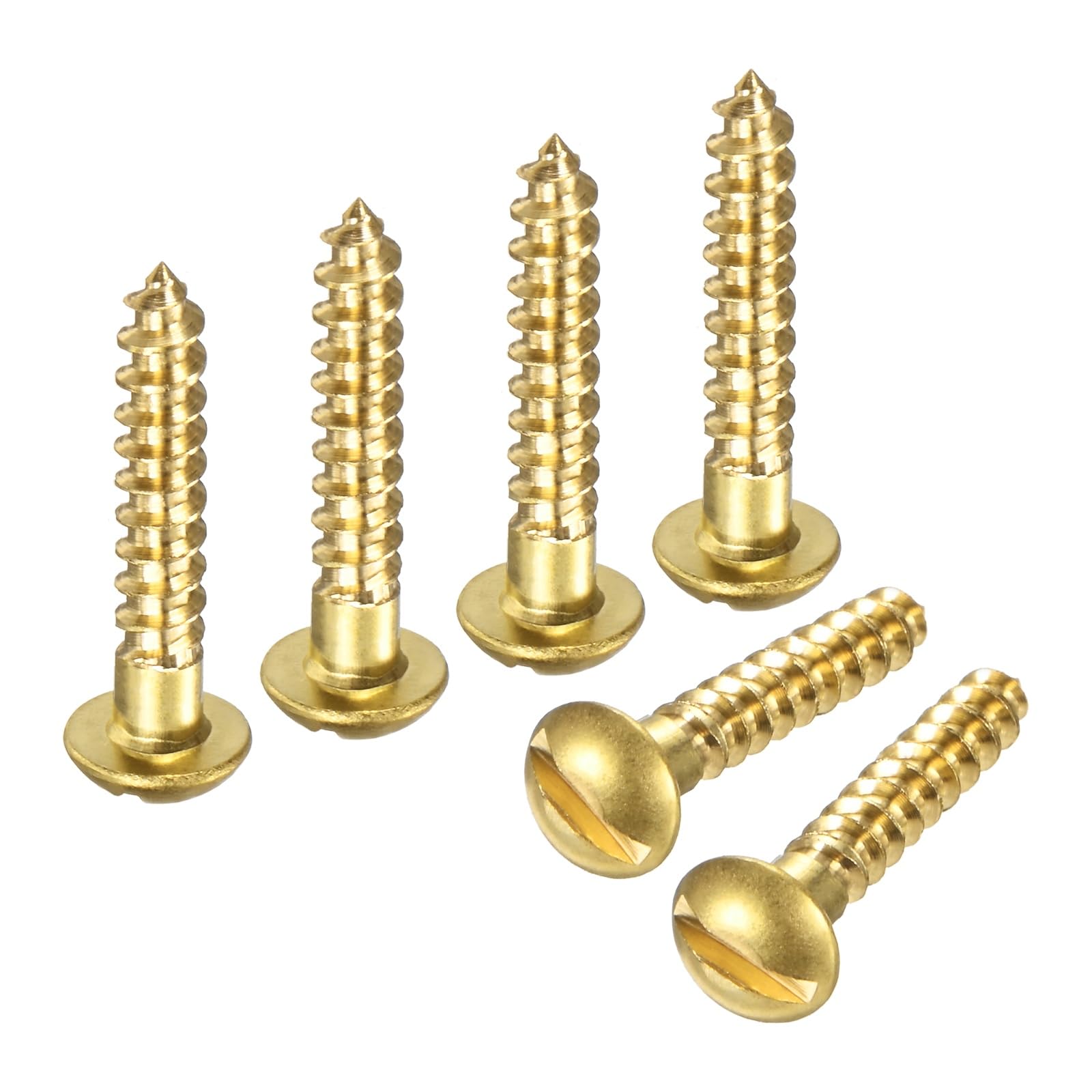 M METERXITY Wood Screws (M4 x 20mm, Brass) 60 Pcs - Slotted Round Head Self-Tapping Screw Apply to Woodworking/Furniture/Appliances Repair/Industry/Gardening