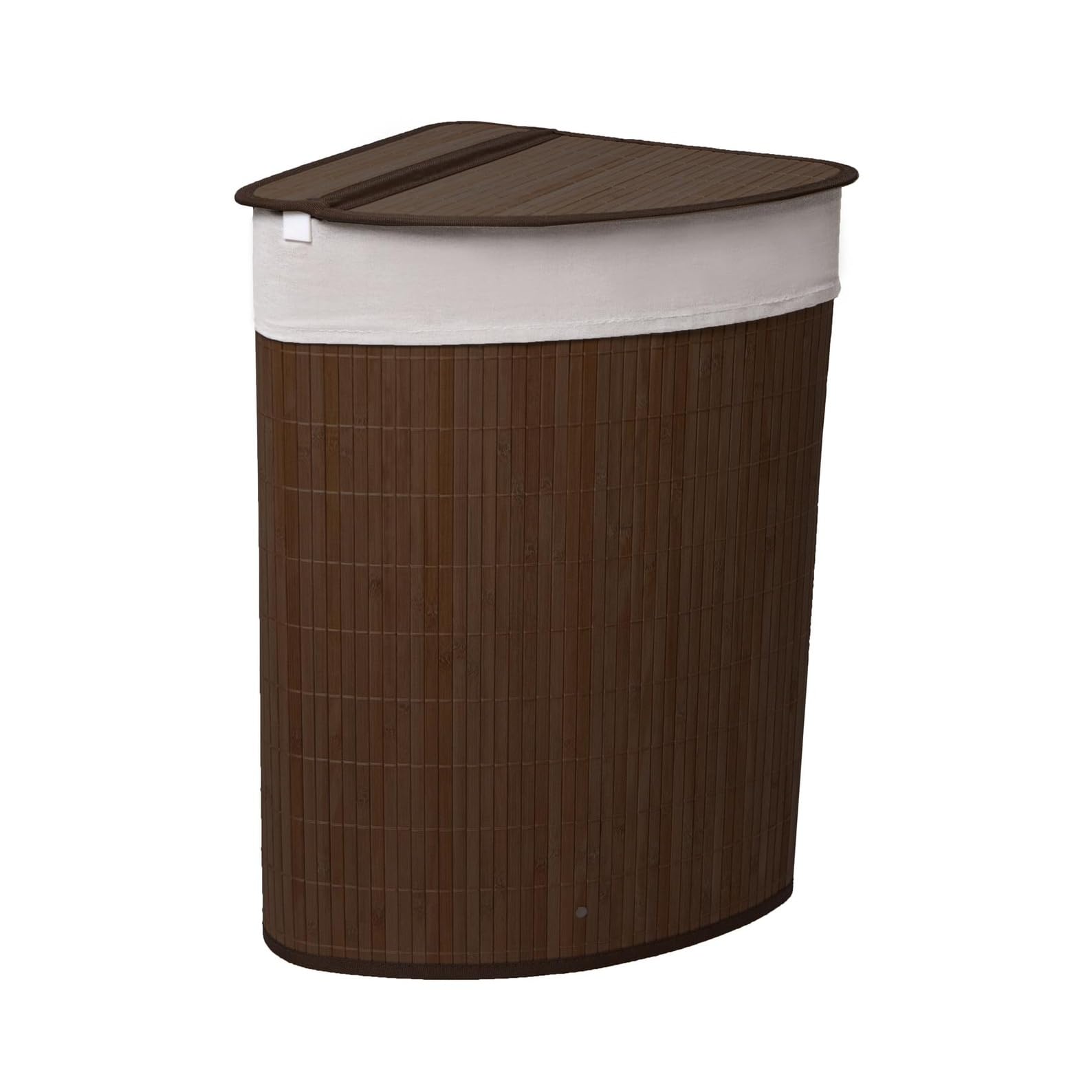 Rackhams Dark/Brown 58L Bamboo Laundry Basket Triangle Foldable Storage Hamper With Removable Cover And Lid ( Brown) - 1