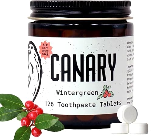 Canary Nano Hydroxyapatite - Tabletas de pasta de dientes Wintergreen - Remineralizantes, sin flúor, pestañas totalmente naturales con xilitol -