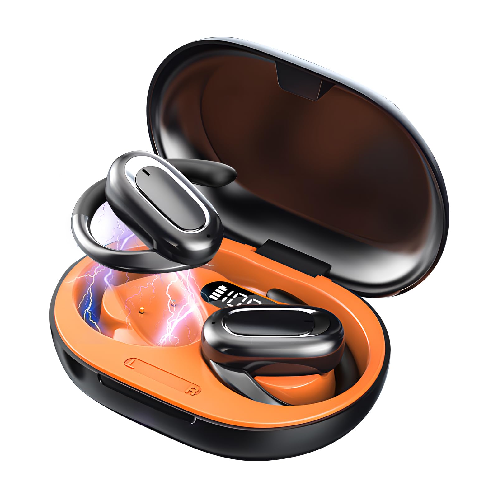 OneNine Open Ear Headphones, Bluetooth 5.3 Wireless Earphones with Earhooks, 60Hrs Playtime PX7 Waterproof Sports Earbuds with Microphone for Running, Workouts