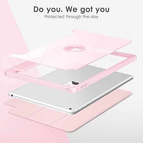 Miniatura 5 de VIKESI Funda para iPad de 9  8  7 generación de 10.2 pulgadas lanzada en 202120202019, parte trasera dura delgada mate, marco de TPU suave, soporte