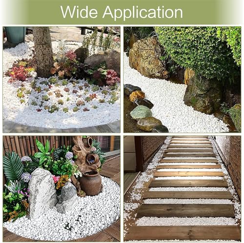 Image of Pebbles Stones for Plants Pots, Decorative Garden and Glass Pebbles, Table and Home Decor, Vase Fillers, Gravels Stone for Aquarium, Vase, Fountain Home Outdoor (White) (950 GM)
