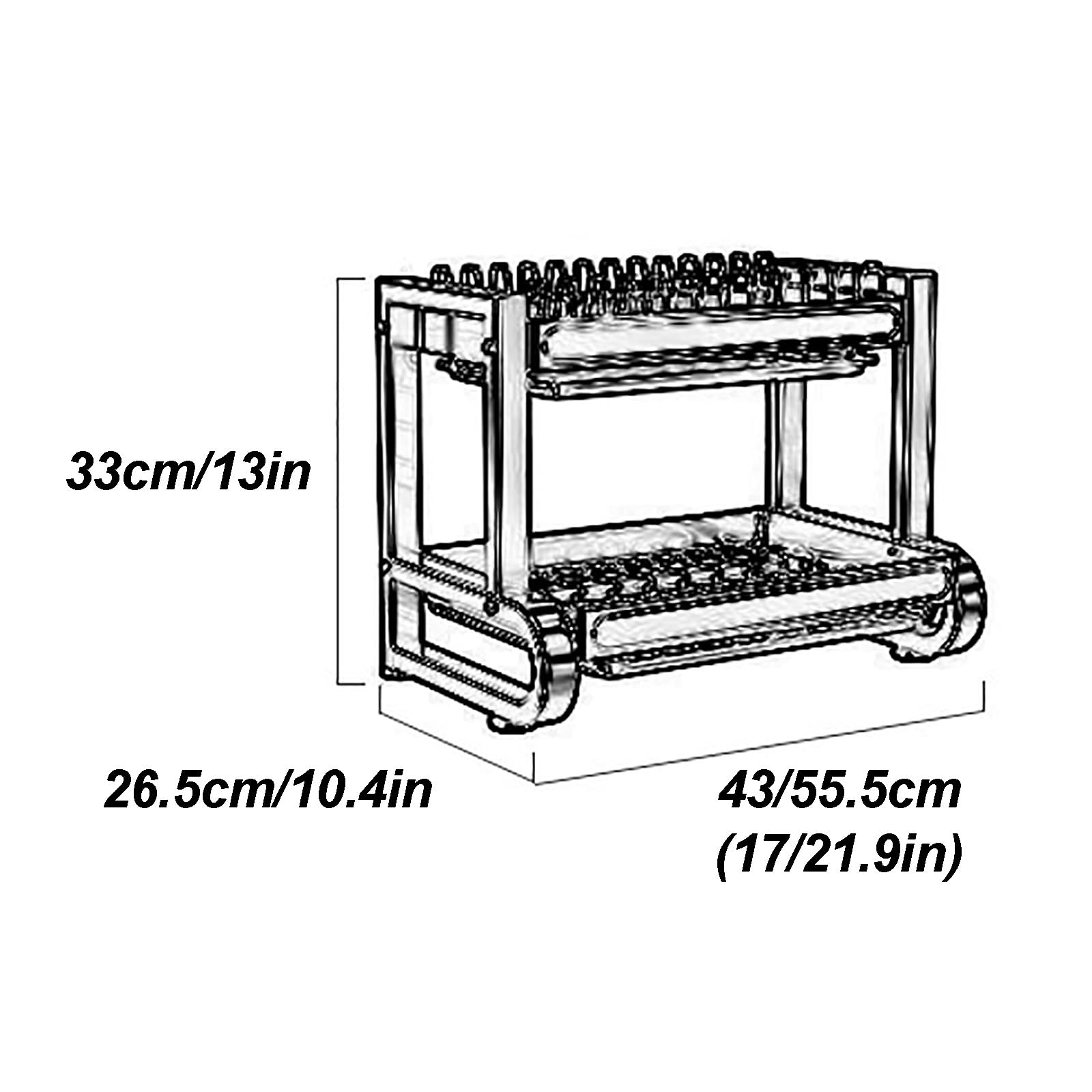 Scolapiatti multistrato in acciaio inox per lavello da cucina con accessori, design semplice ed elegante, nero (43 x 26 x 33 cm)