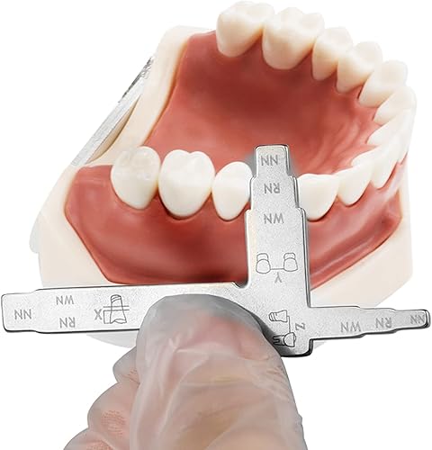 Miniatura 3 de Regla de medición de implantes dentales, regla de medición de implantes dentales, en forma de T, acero inoxidable, escala transparente, resistente