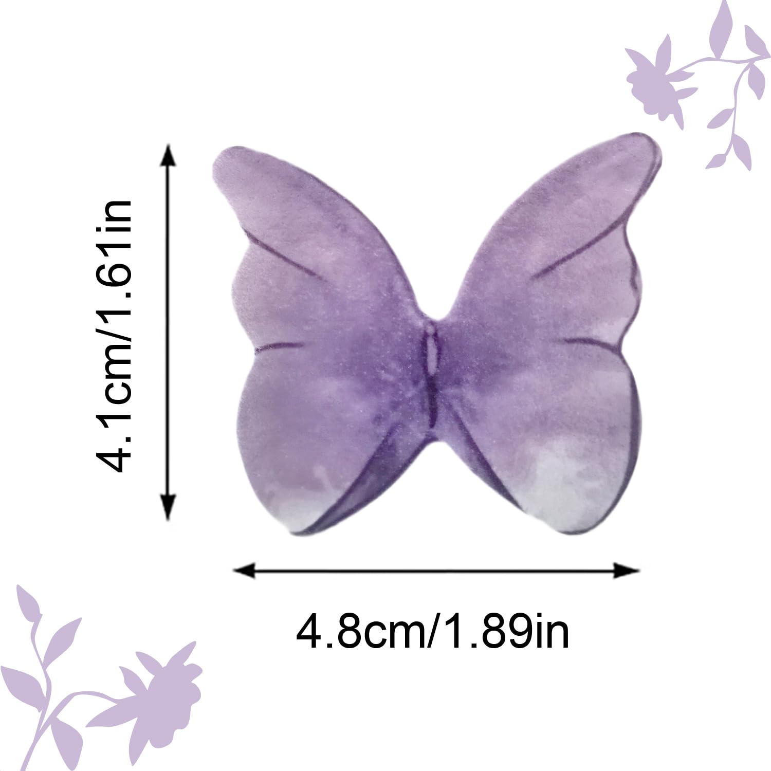 52 pieces edible wafer paper butterfly cake decoration, suitable for weddings, birthdays, Christmas parties to decorate cookies, donuts, cocktails, cupcake tops (Watercolor purple)