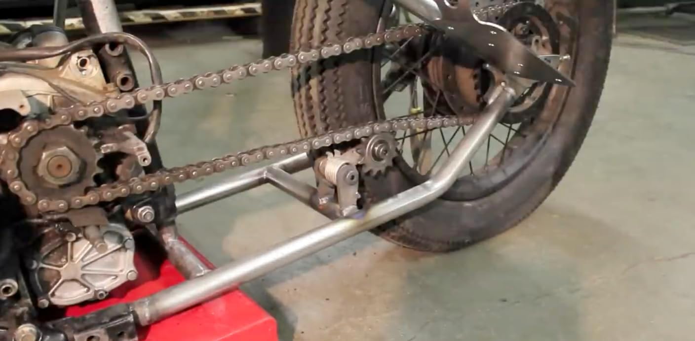 Monstercraftsman Motorcycle Chain Tensioner - Weld-On 530 Sprocket Chain Tightener for Custom Chopper, Bobber, Cafe Racer Builds - Pin Stop Design with Raw Steel Construction & Stainless Hardware