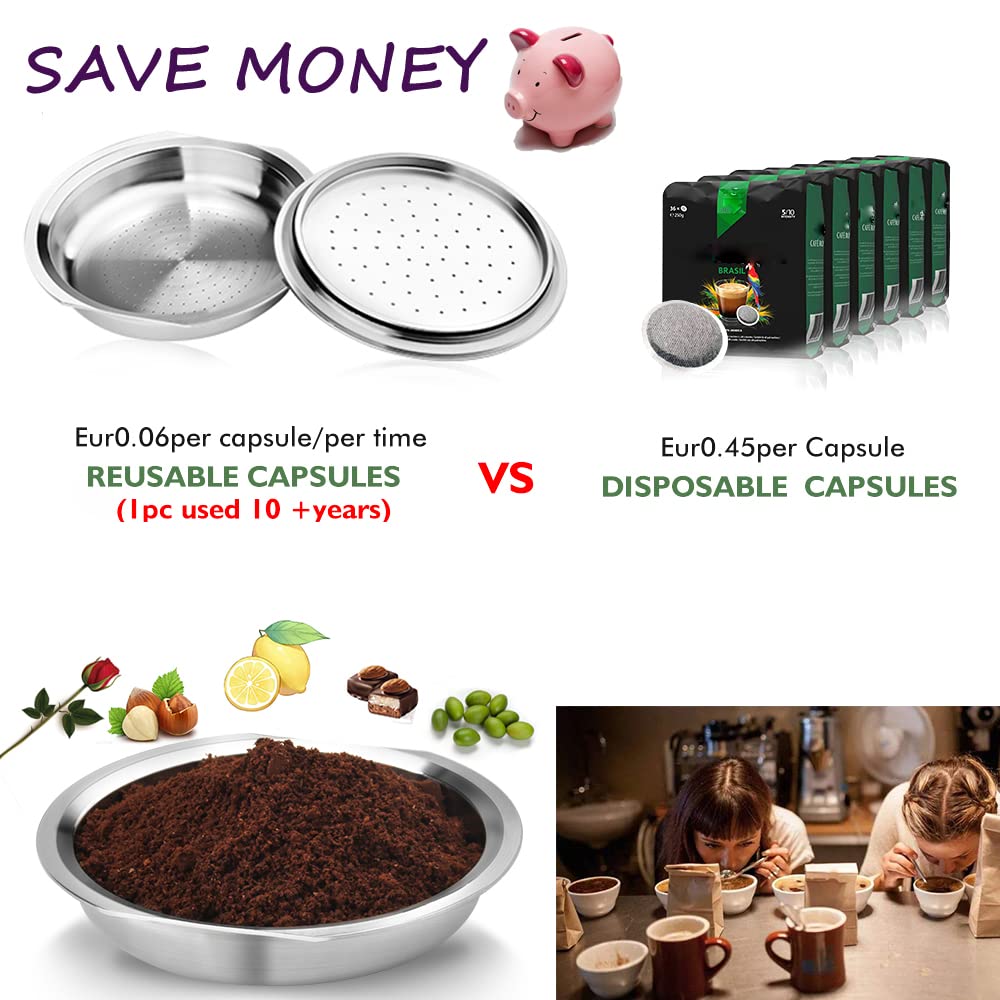 Sesama Cápsulas de café recargables de acero inoxidable compatibles con Senseo HD6592 y HD7801