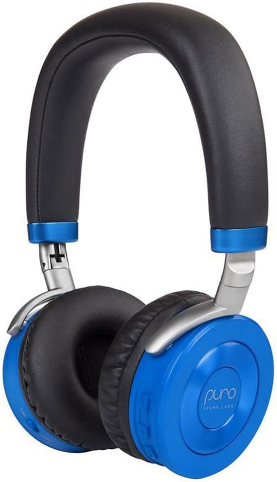 PuroSound Labs Juniorjams On-Ear Headphones Wireless Foldable Kids Earphones with Bluetooth, Volume Limiting, Lightweight and Noise Isolation For Smartphones/Pc/Tablet - Blue