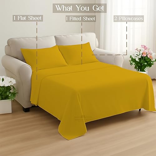 Miniatura 145 de Juego de 4 piezas para sofá cama, 100% algodón de 400 hilos, sábana bajera con bolsillos profundos, suave, sin arrugas y transpirable, calidad