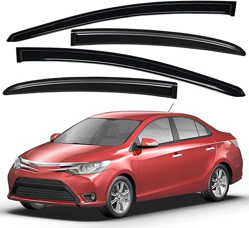 Lightronic WV94914 - Protector de lluvia para ventana lateral de montaje exterior, humo oscuro, juego de 4 piezas, se adapta a Toyota Yaris Sedan