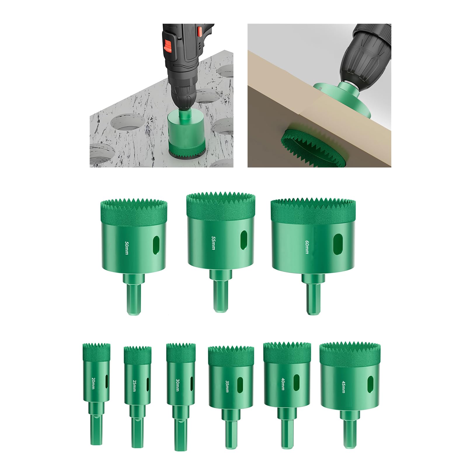 ohohulo Serrated Dry Drilling Hole Opener Hole Drill Bits for Porcelain Tile,Glass,Marble Dry Cut with Cooling Waxs