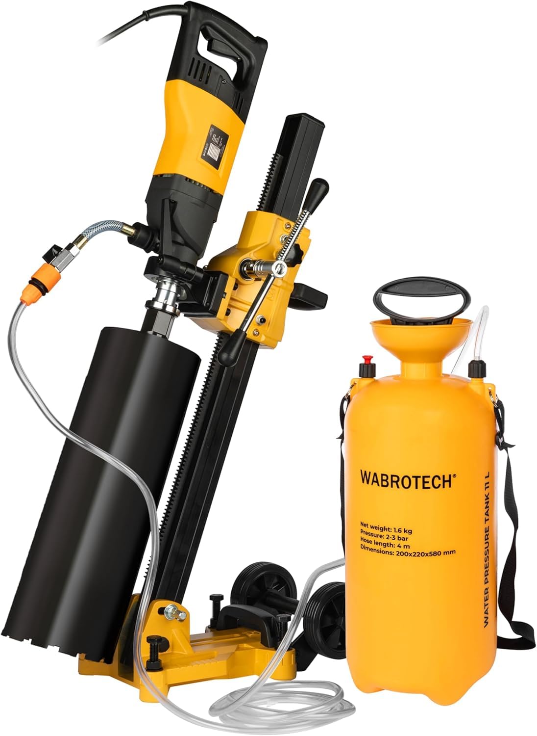 Carotatrice Manuale con Micropercussione 1900 W - Carotatricee Diamantata 2340 GIRI/MIN - Carotatrice 6 kg a Mani Libere con 2 Ingranaggi per Carotaggio a Umido e a Secco Ø 22-202 mm