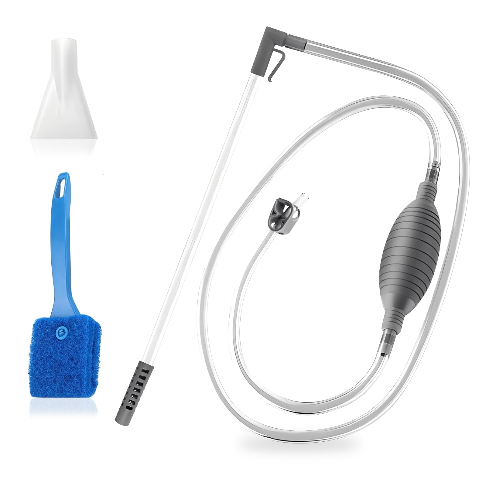 DYHNQE Fish Tank Cleaners 1.9M, Aquarium Syphon Pump Kit with Brush Gravel Cleaner Fish Tank Cleaner Vacuum Aquarium Cleaning Kit for Regular Water Change Filter Sand Clean