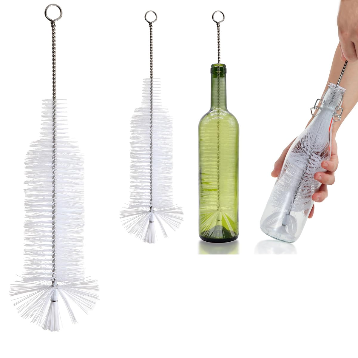 Cepillo para botellas, cepillo de limpieza, ideal para limpiar botellas de vidrio de boca estrecha, botellas de vino, botellas de cerveza, botellas de soda, botellas de aerosol, botellas de kombucha