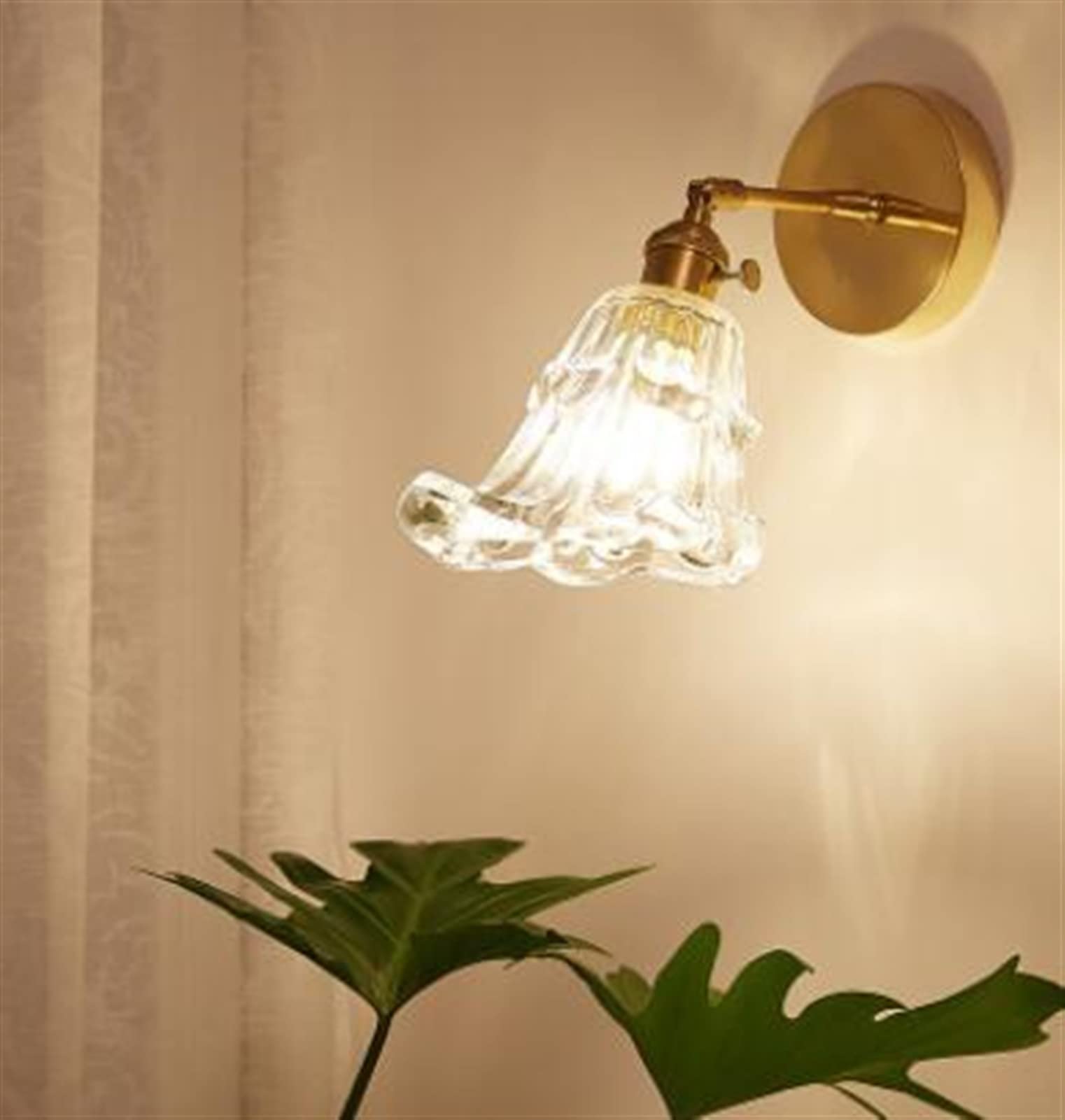 VDOQTLJT Glass Wall Lamp Modern Transparent Sconce Lighting - Copper Light Clear Lampshade LED Chandelier(E)