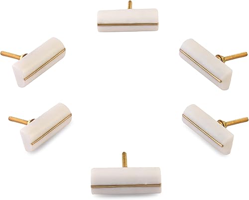 Perilla Home Juego de 6 pomos decorativos de mármol, pomos Elipse para el hogar, cocina, gabinete, armario, puerta de cristal, aparador, armario