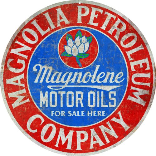 Vintage Looking Magnolia Petroleum Company Motor Oil Sign Garage Art