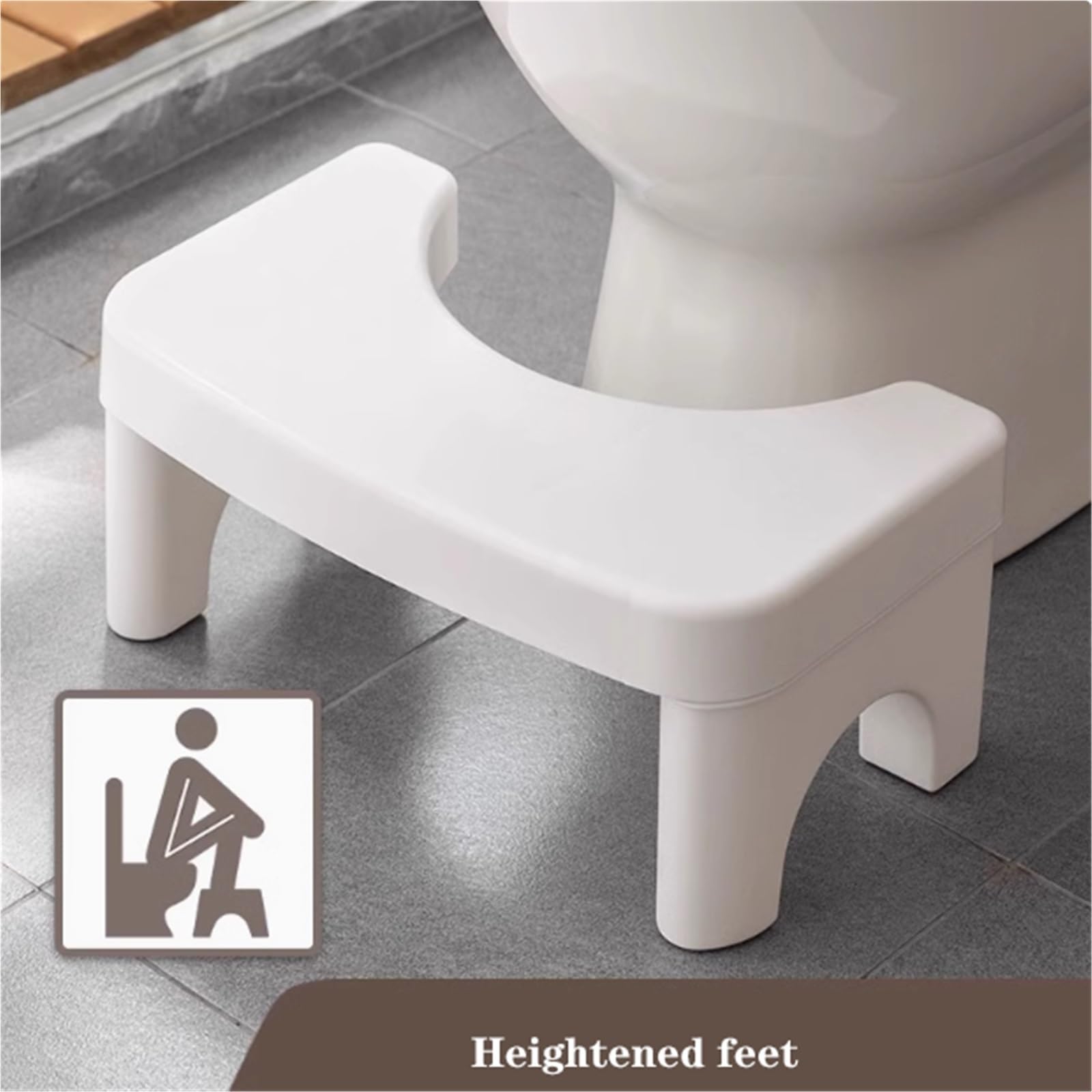 Toilettenhocker, langlebiger, rutschfester Fußstützenhocker, hockender Kothocker for Erwachsene, Kunststoff, 300 Pfund Tragkraft, modernes, elegantes Design for Erwachsene und Kinder, 11,8 Zoll