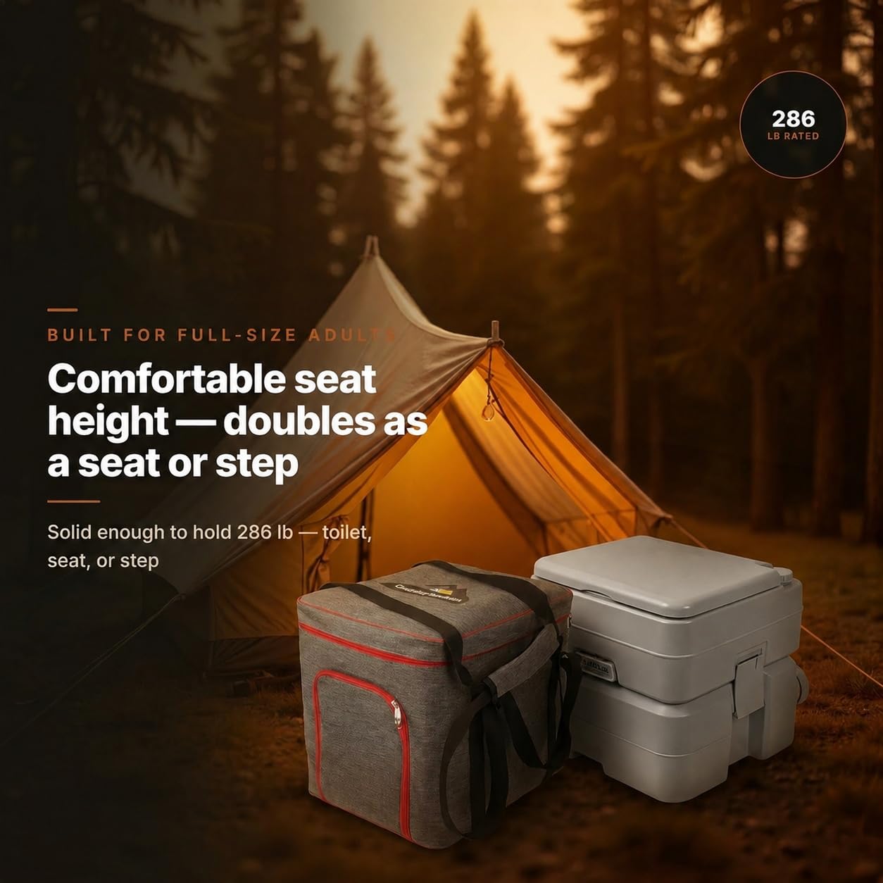5.3 Gallon Portable Camping Toilet for Adults with Carry Bag – Extra Large Porta Potty for Adults Outdoors, RV, Boat | 286 LBS Capacity, 50 Flushes, Detachable Tanks, Carry Bag Included — Amazon image 6