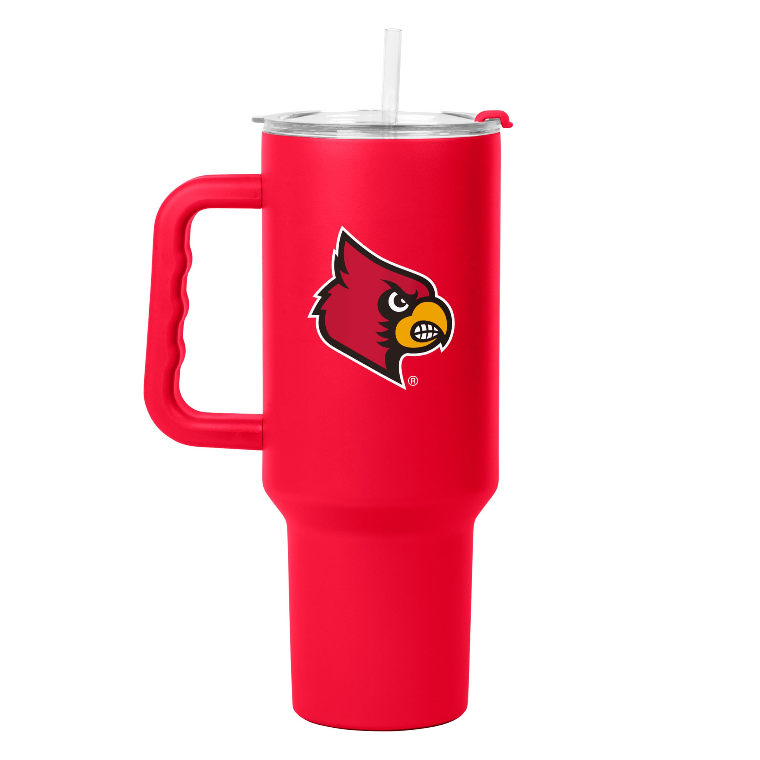 Logo Brands NCAA 40 oz Tumbler with Handle -Stainless Steel Insulated Travel Tumbler with Straw Lid – Powder Coated, Leak-Resistant, Keeps Drinks Hot/Cold – Great for Tailgating, or Everyday Use