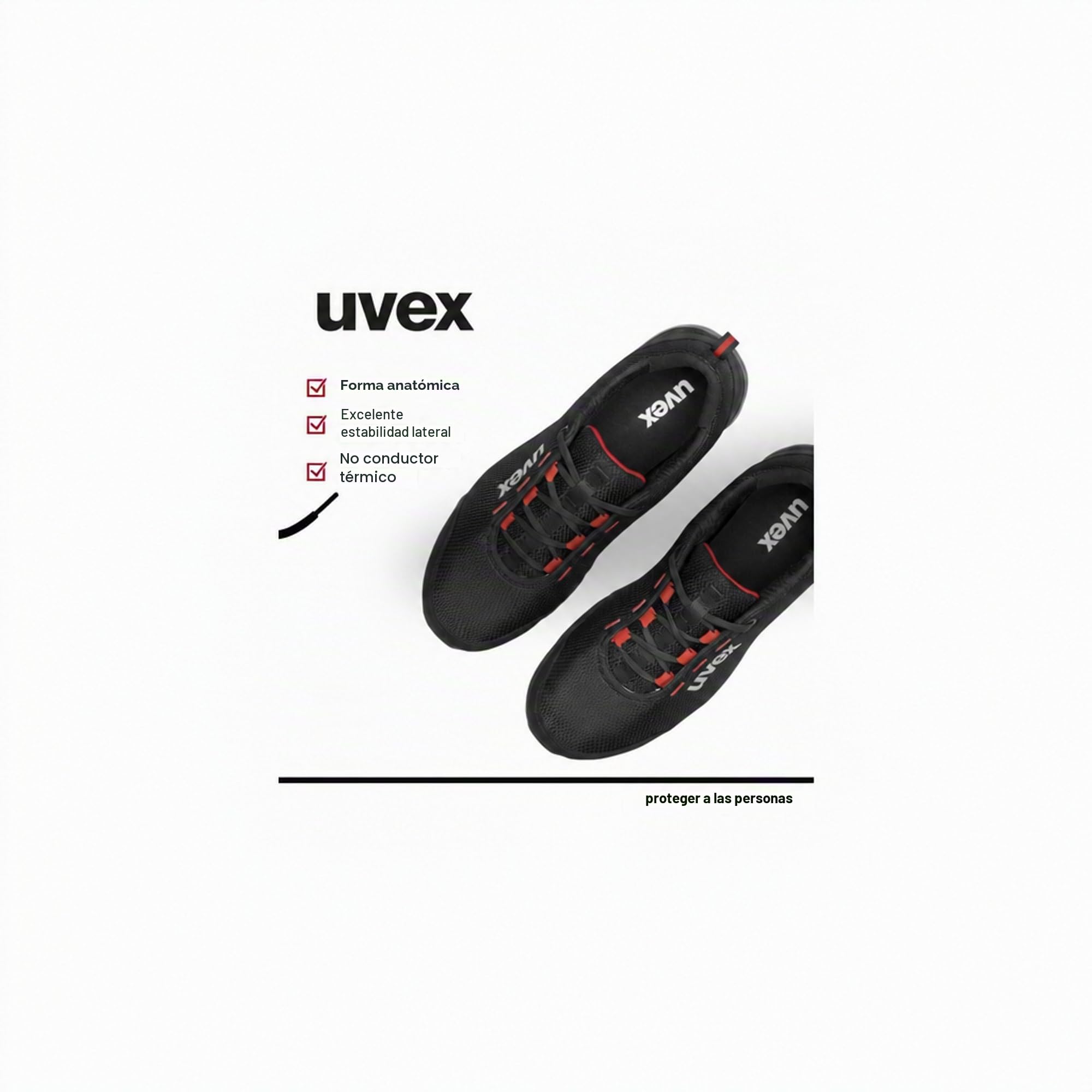 Uvex 1 zapato de seguridad Dynam-x S1 PL – sin metal, especialmente ligero y transpirable – para hombre y mujer – antideslizante – negro/rojo – ancho 11