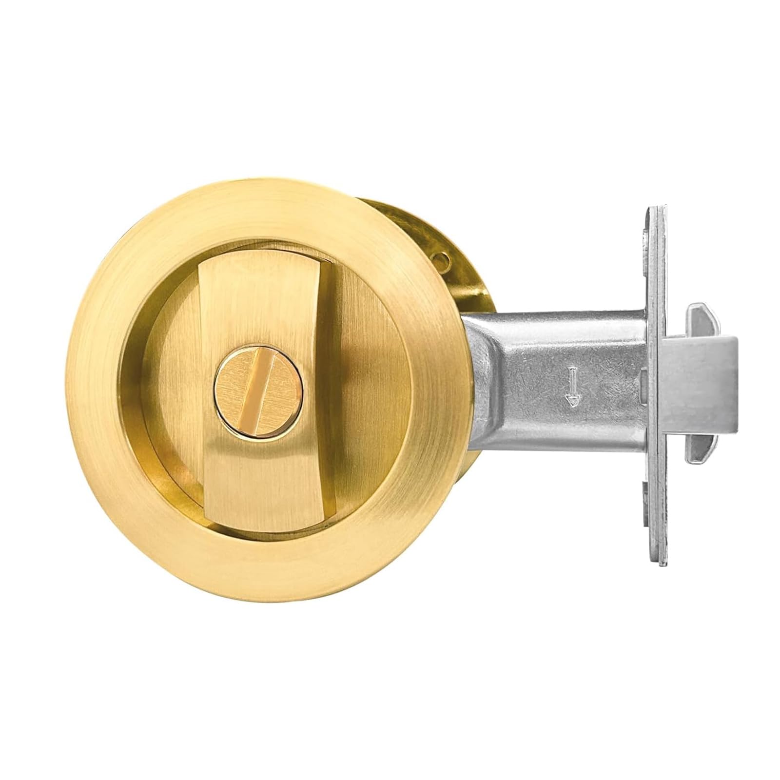 Poignée de porte ronde avec serrure pour porte coulissante de salle de bain en or