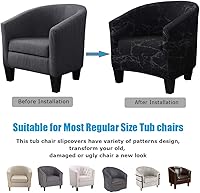 Vista 5 de Fundas de terciopelo para sillas de bañera, funda para silla de club, fundas de respaldo de alas de alta elasticidad, fundas de asiento de felpa