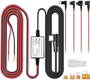 Gebildet Dash Cam Hardwire Kit, Type C USB Hard Wire Kit 12V-24V to 5V Hardwire Kit with Low Voltage Protection 13ft/320cm Car Dash Camera Charger Power Cord for Dashcam Supply Radar Detectors