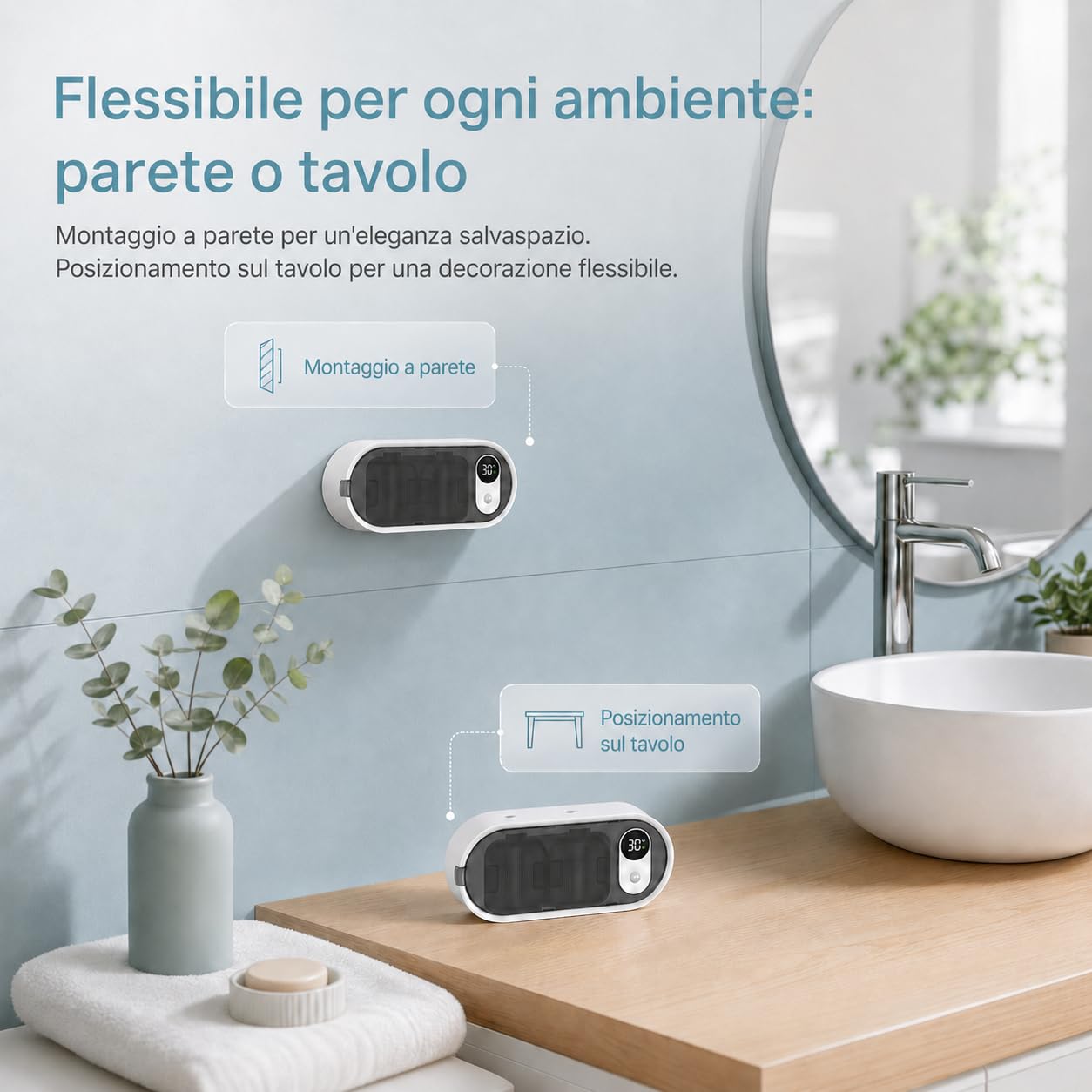 Diffusore di Oli Essenziali 100ml con Ugelli Doppi, Sensore di Movimento, Timer da Tavolo o Parete