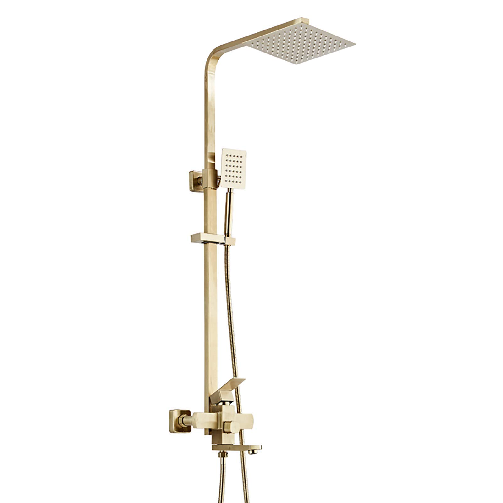 Robinet de douche à effet pluie or brossé avec bec baignoire anti-calcaire