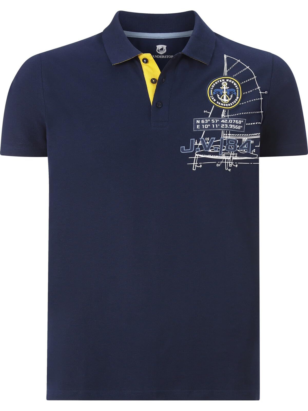 Jan Vanderstorm Herren Poloshirt Nicco | maritim mit Segel-Motiven, große Größen L–7XL, bequemer Comfort-Fit für Männer, Polokragen, 100% atmungsaktives Baumwollpiqué