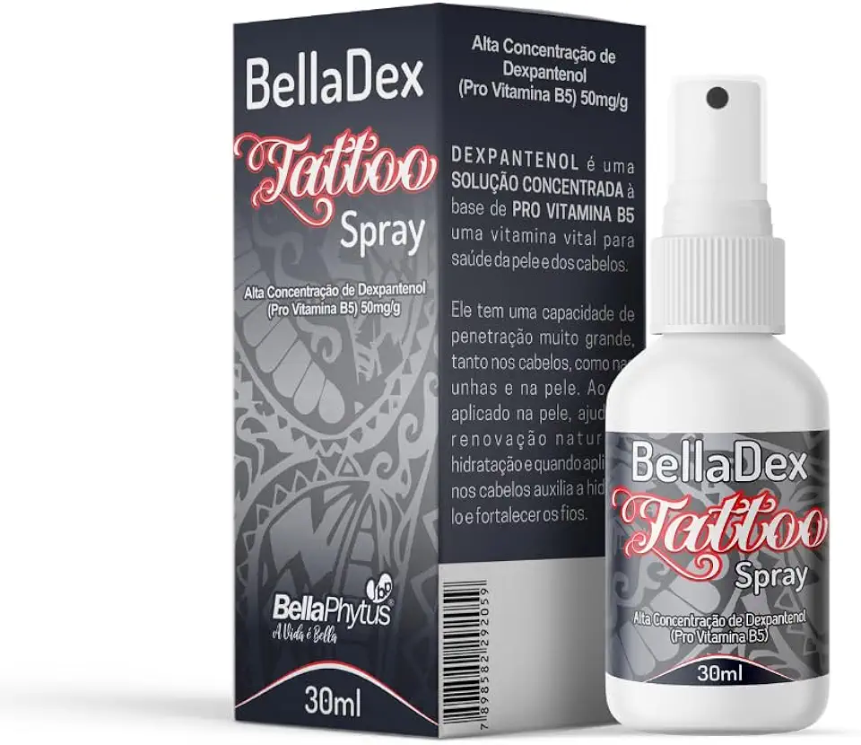 BellaDex Spray Tattoo BellaPhytus, Solução Concentrada de Dexpantenol, 30ml