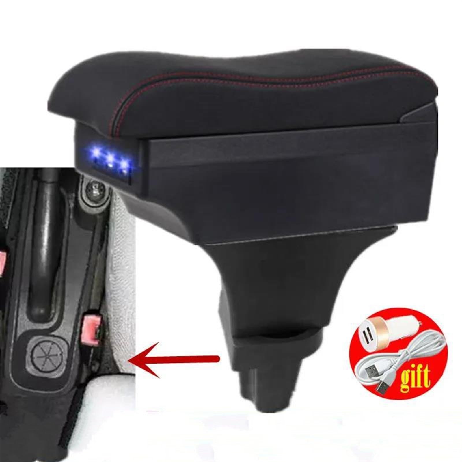 Accessori Auto Box Bracciolo Per Bipper Centrale Scatola Portaoggetti Retrofit Interno Con USB Consolle centrale(B white line 3usB)