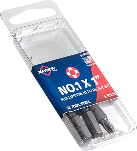 Miniatura 4 de Mayhew Tools 18760-5 USA Phillips - Broca para cabeza de alfiler, n. 1 x 1 pulgada, paquete de 5