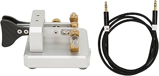 CW Key Automatic Morse, Morse Code Key Double Paddle, Morse Code Keyer Automatic Shortwave Portable CW Morse Telegraph Key for Camping Indoor (Silver)