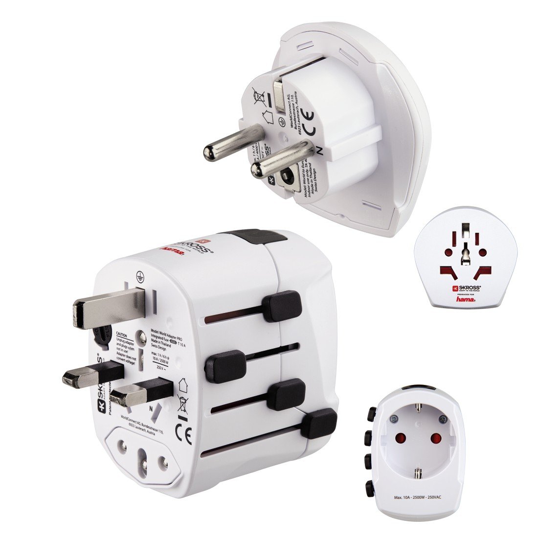 Hama 128200 3-Pins World Travel Adapter Plug, White